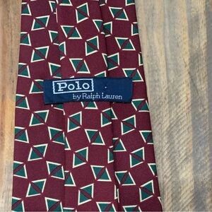 Ralph Lauren Burgundy and Green Geometric Tie